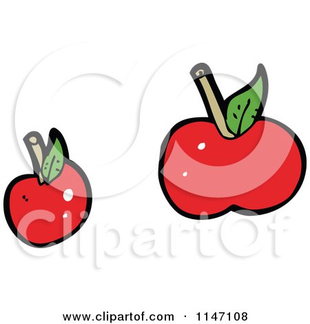 Cartoon of Red Apples - Royalty Free Vector Clipart by lineartestpilot