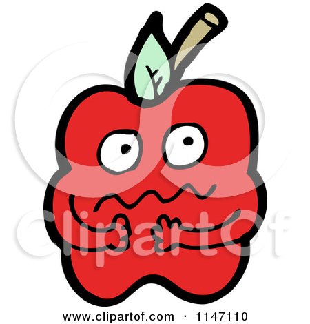 Cartoon of a Nervous Red Apple Mascot - Royalty Free Vector Clipart by lineartestpilot