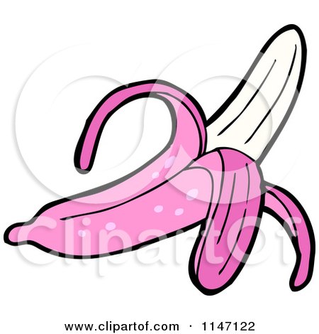 Cartoon of a Pink Peeled Banana - Royalty Free Vector Clipart by lineartestpilot