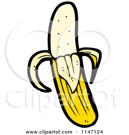 Cartoon of a Peeled Banana - Royalty Free Vector Clipart by lineartestpilot