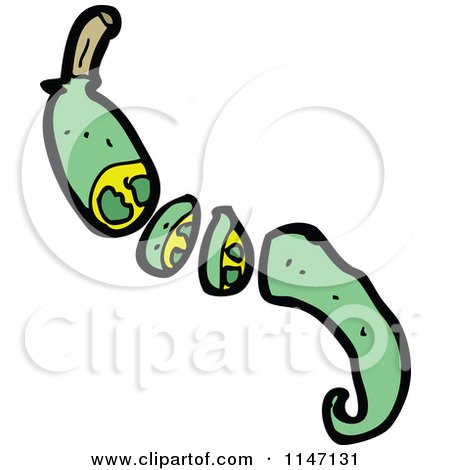 Cartoon of a Spicy Green Sliced Jalapeno Pepper - Royalty Free Vector Clipart by lineartestpilot