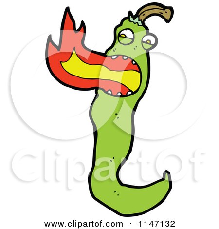 Cartoon of a Spicy Flaming Green Jalapeno Pepper Mascot - Royalty Free Vector Clipart by lineartestpilot