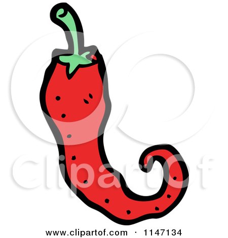 Cartoon of a Spicy Hot Red Chili Pepper - Royalty Free Vector Clipart by lineartestpilot