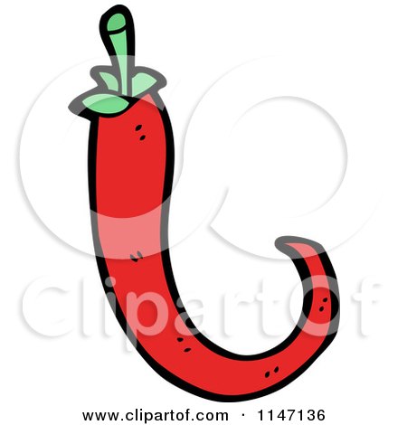 Cartoon of a Spicy Hot Red Chili Pepper - Royalty Free Vector Clipart by lineartestpilot