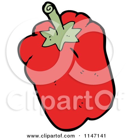 Cartoon of a Red Bell Pepper - Royalty Free Vector Clipart by lineartestpilot