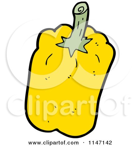 Cartoon of a Yellow Bell Pepper - Royalty Free Vector Clipart by lineartestpilot