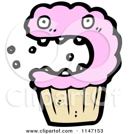 Cartoon of a Cupcake Mascot - Royalty Free Vector Clipart by lineartestpilot