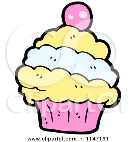 Cartoon of a Cupcake - Royalty Free Vector Clipart by lineartestpilot