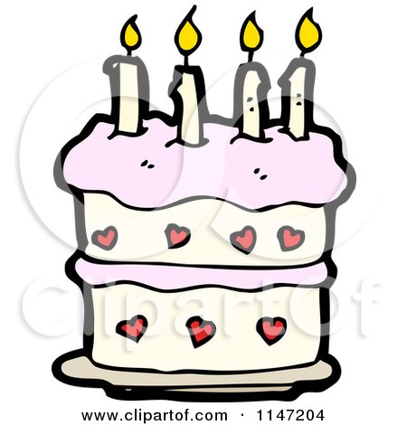 Cartoon of a Birthday Cake with Candles - Royalty Free Vector Clipart by lineartestpilot