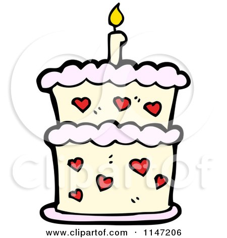 Cartoon of a Birthday Cake with Candles - Royalty Free Vector Clipart by lineartestpilot