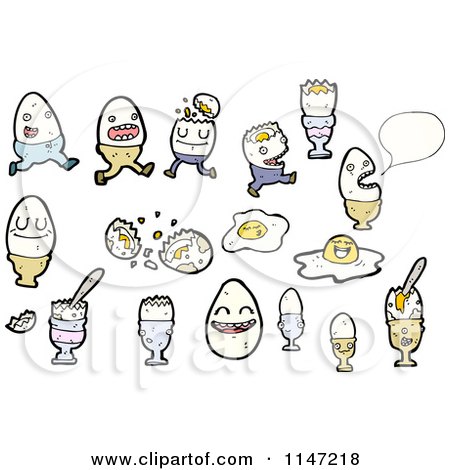 Cartoon of Egg Mascots - Royalty Free Vector Clipart by lineartestpilot