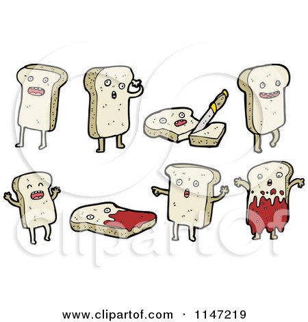 Cartoon of Bread Mascots - Royalty Free Vector Clipart by lineartestpilot
