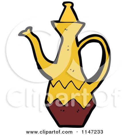 Cartoon of a Tea Pot - Royalty Free Vector Clipart by lineartestpilot