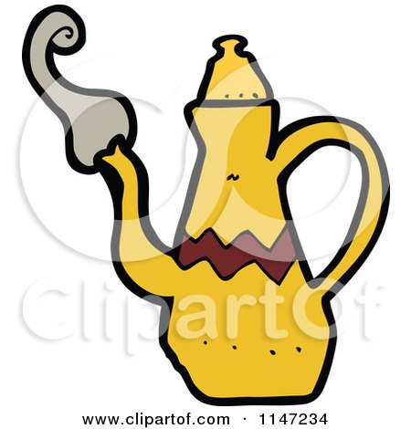 Cartoon of a Tea Pot - Royalty Free Vector Clipart by lineartestpilot