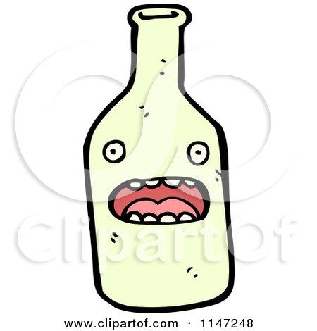 Cartoon of a Green Wine Bottle Mascot - Royalty Free Vector Clipart by lineartestpilot