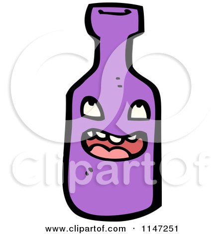 Cartoon of a Purple Wine Bottle Mascot - Royalty Free Vector Clipart by lineartestpilot