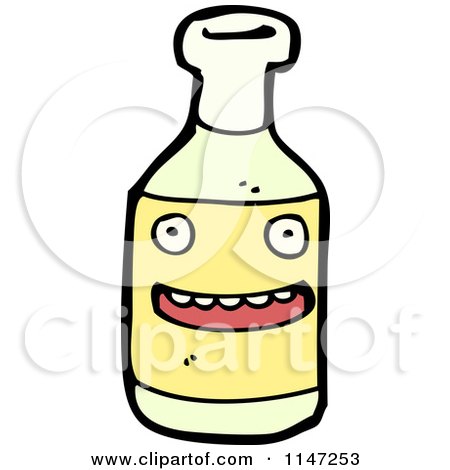 Cartoon of a Green Wine Bottle Mascot - Royalty Free Vector Clipart by lineartestpilot