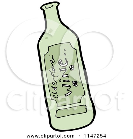 Cartoon of a Green Wine Bottle - Royalty Free Vector Clipart by lineartestpilot