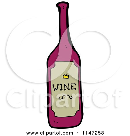 Cartoon of a Red Wine Bottle - Royalty Free Vector Clipart by