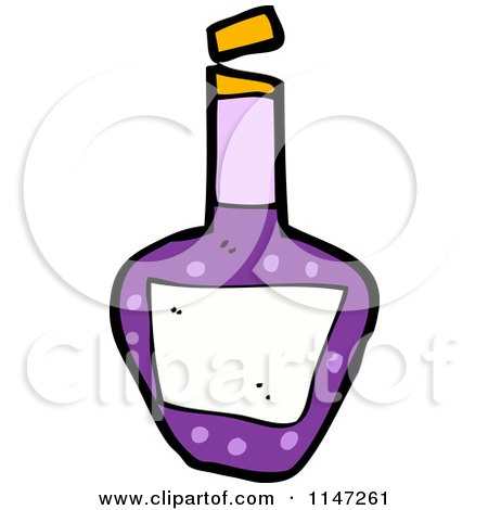 Cartoon of a Purple Wine Bottle - Royalty Free Vector Clipart by lineartestpilot