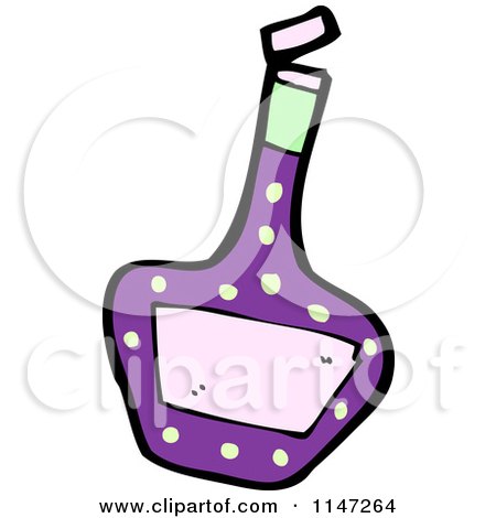 Cartoon of a Purple Wine Bottle - Royalty Free Vector Clipart by lineartestpilot