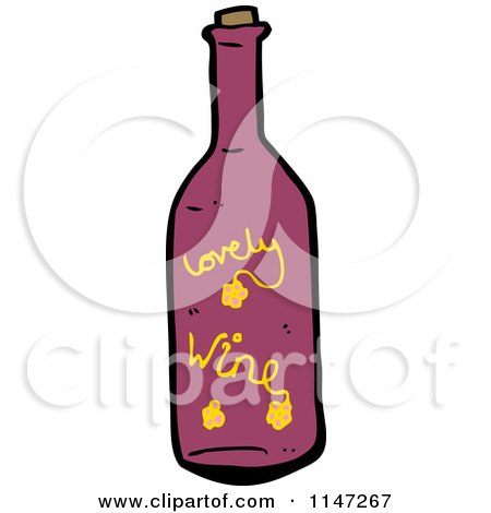 Cartoon of a Red Wine Bottle - Royalty Free Vector Clipart by lineartestpilot