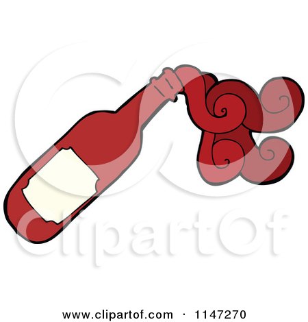 Cartoon of a Red Wine Bottle - Royalty Free Vector Clipart by lineartestpilot