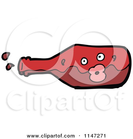 Cartoon of a Red Wine Bottle Mascot - Royalty Free Vector Clipart by lineartestpilot