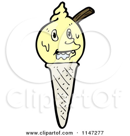 Cartoon of a Waffle Ice Cream Cone Mascot - Royalty Free Vector Clipart by lineartestpilot