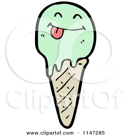 Cartoon of a Waffle Ice Cream Cone Mascot - Royalty Free Vector Clipart by lineartestpilot
