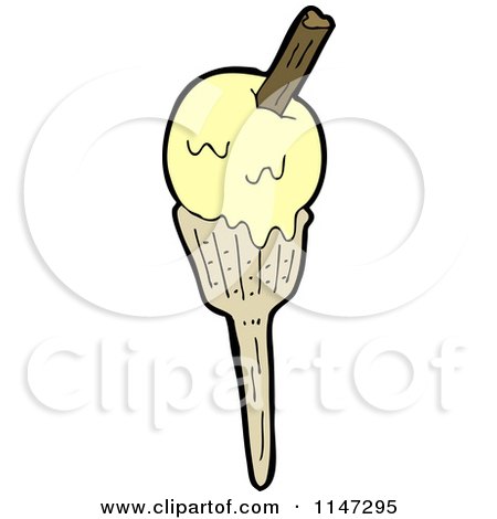 Cartoon of a Waffle Ice Cream Cone - Royalty Free Vector Clipart by lineartestpilot