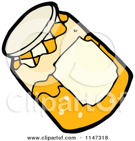 Cartoon of a Jar of Marmalade Fruit Preserves - Royalty Free Vector Clipart by lineartestpilot