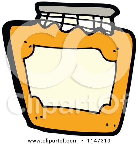 Cartoon of a Jar of Marmalade Fruit Preserves - Royalty Free Vector Clipart by lineartestpilot