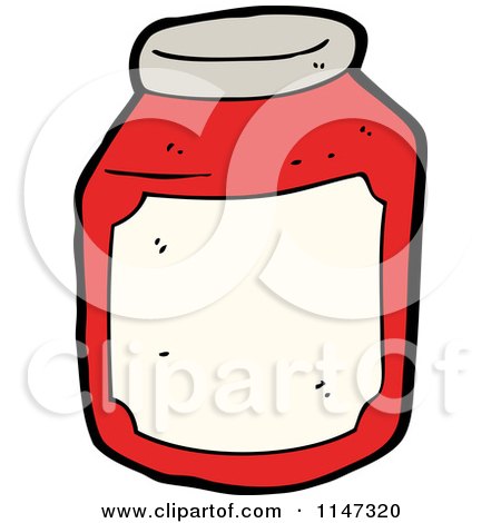 Cartoon of a Jar of Red Fruit Preserves - Royalty Free Vector Clipart by lineartestpilot