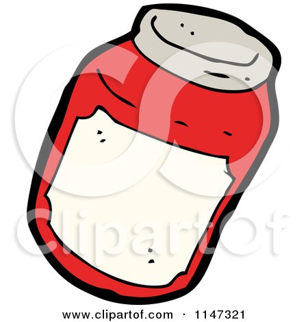 Cartoon of a Jar of Red Fruit Preserves - Royalty Free Vector Clipart by lineartestpilot