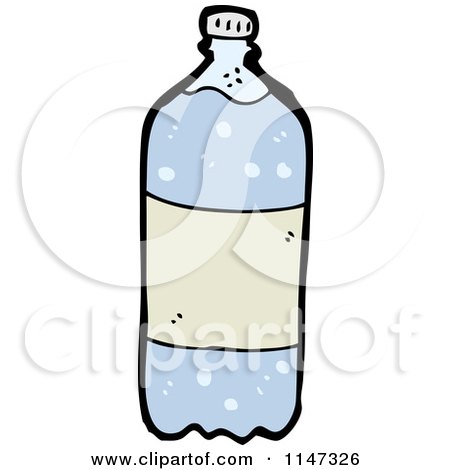 Cartoon of a Bottled Carbonated Water - Royalty Free Vector Clipart by lineartestpilot
