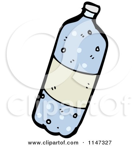 Cartoon of a Bottled Carbonated Water - Royalty Free Vector Clipart by lineartestpilot