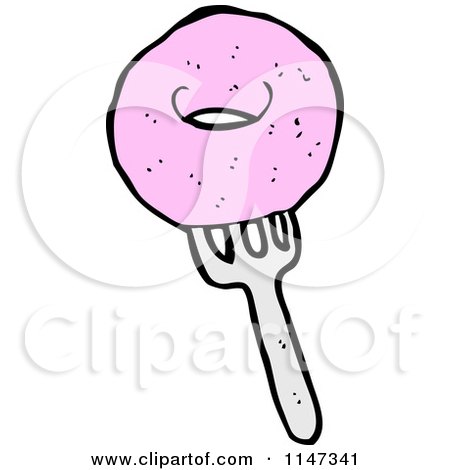 Cartoon of a Pink Donut - Royalty Free Vector Clipart by lineartestpilot
