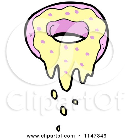 Cartoon of a Pink Donut - Royalty Free Vector Clipart by lineartestpilot