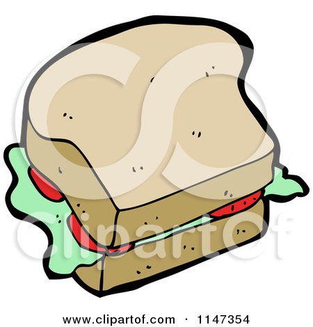 Cartoon of a Sandwich - Royalty Free Vector Clipart by lineartestpilot