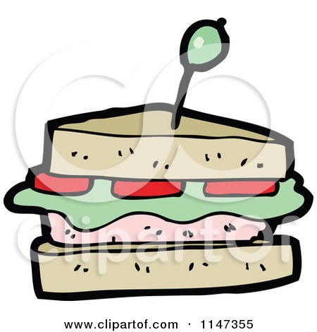Cartoon of a Sandwich - Royalty Free Vector Clipart by lineartestpilot