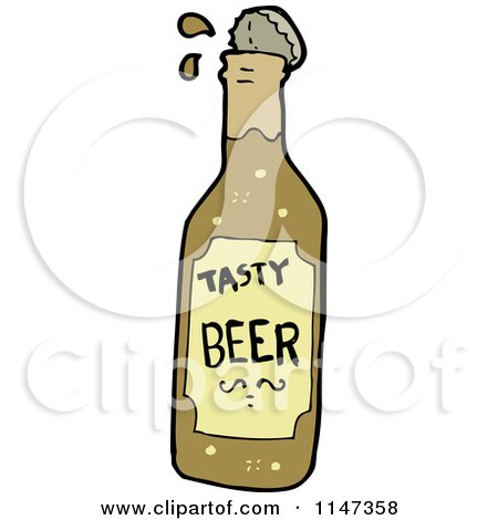 Cartoon of a Beer Bottle - Royalty Free Vector Clipart by lineartestpilot