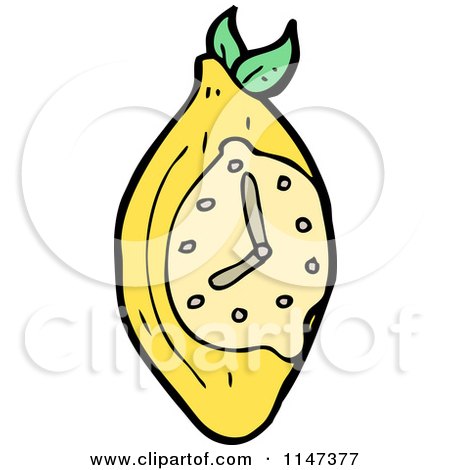 Cartoon of a Lemon Clock - Royalty Free Vector Clipart by lineartestpilot