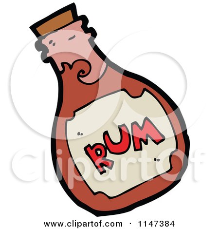 Cartoon of a Rum Bottle - Royalty Free Vector Clipart by lineartestpilot
