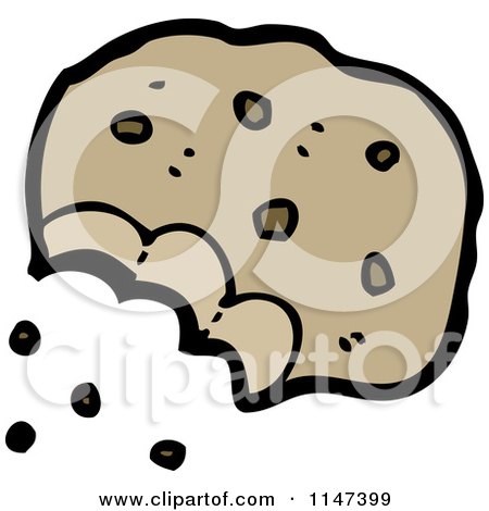 Cartoon of a Bitten Cookie - Royalty Free Vector Clipart by lineartestpilot