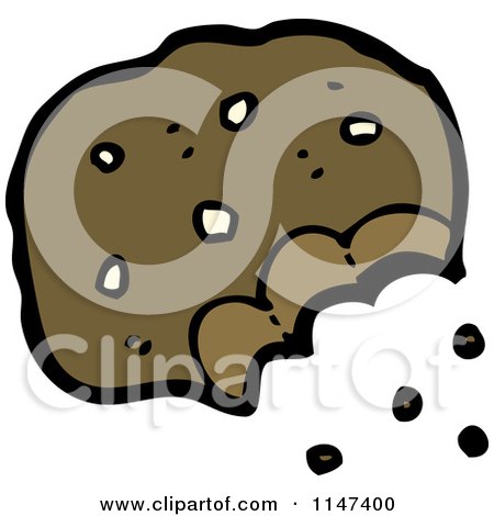 Cartoon of a Cookie with a Bite - Royalty Free Vector Clipart by lineartestpilot