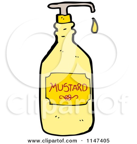 Cartoon of a Dripping Mustard Bottle - Royalty Free Vector Clipart by lineartestpilot
