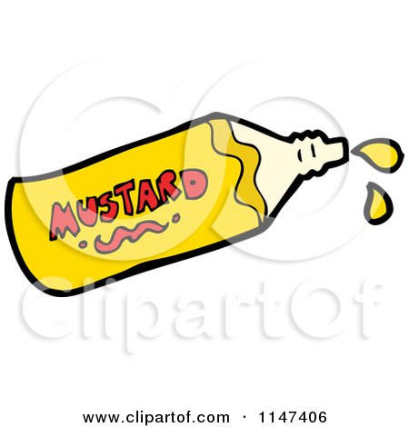Cartoon of a Squirting Mustard Bottle - Royalty Free Vector Clipart by lineartestpilot