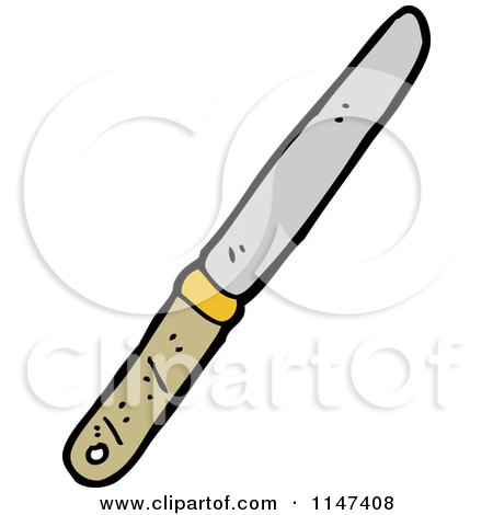 Cartoon of a Butter Knife - Royalty Free Vector Clipart by lineartestpilot