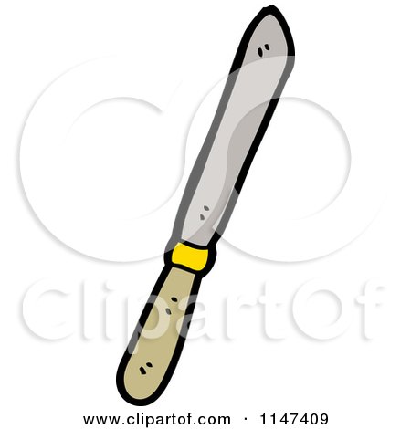 Cartoon of a Butter Knife - Royalty Free Vector Clipart by lineartestpilot  #1147409